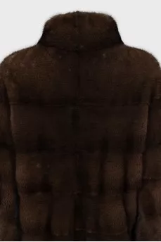 Коричневая шуба из меха норки 
