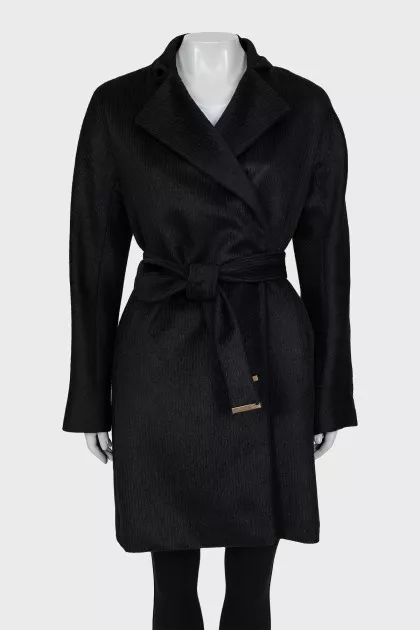 Wool coat with belt