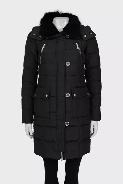 Black down jacket with massive buttons