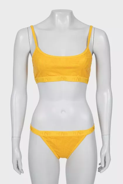 Orange swimsuit with tag