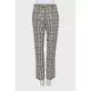 Checkered straight leg trousers with tag