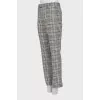 Checkered straight leg trousers with tag