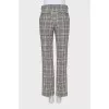 Checkered straight leg trousers with tag