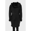 Leather sheepskin coat with oblique fastening