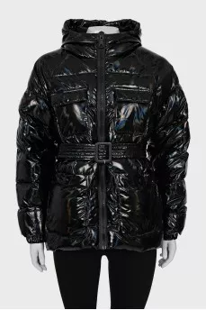 Black down jacket with tag