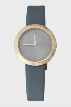 Watch on leather strap