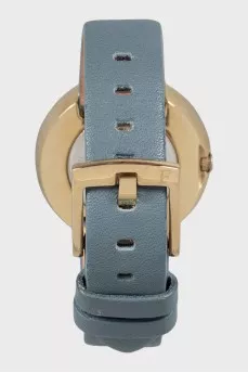 Watch on leather strap