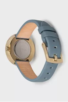 Watch on leather strap