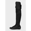 Insulated leather over-the-knee boots