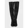 Insulated leather over-the-knee boots