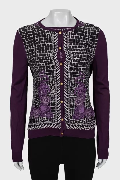 Silk set with a T-shirt and cardigan