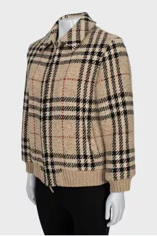 Checkered print wool jacket