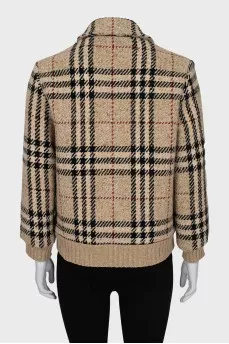 Checkered print wool jacket