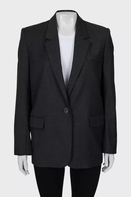 Wool jacket with checkered print