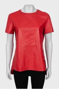 Red leather t-shirt