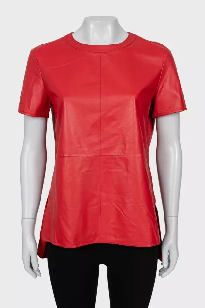 Red leather t-shirt