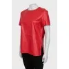 Red leather t-shirt