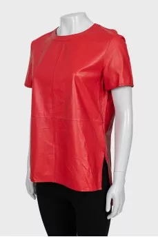 Red leather t-shirt