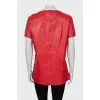 Red leather t-shirt