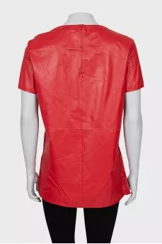 Red leather t-shirt