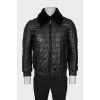 Men's leather jacket with fur lining