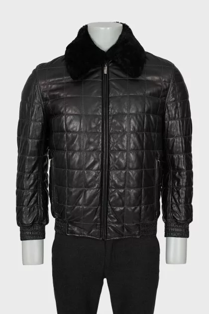 Men's leather jacket with fur lining