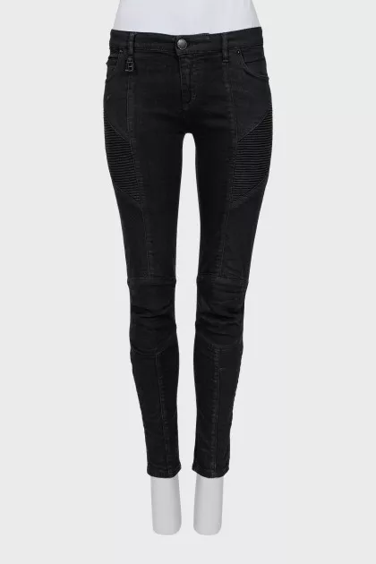 Skinny jeans with relief inserts