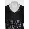Linen T-shirt decorated with sequins