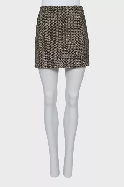 Mini skirt decorated with sequins with tag