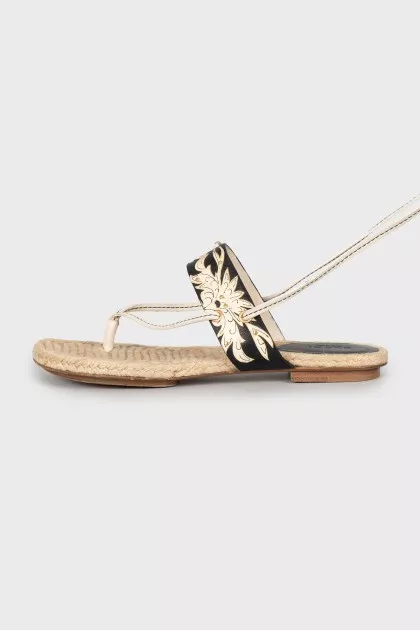 Leather lace-up sandals