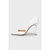 Leather pointed toe stiletto heels