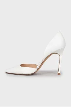 Leather pointed toe stiletto heels