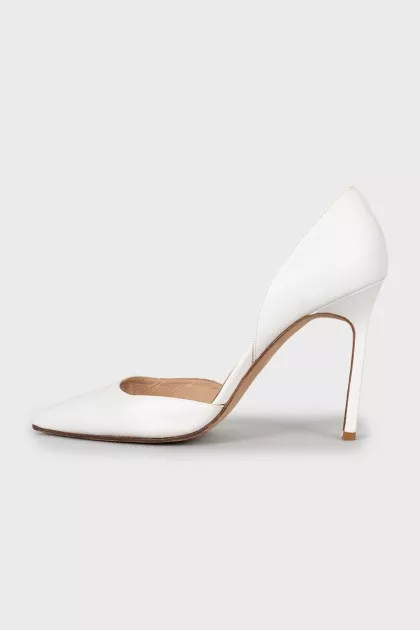 Leather pointed toe stiletto heels