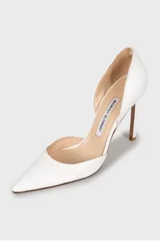 Leather pointed toe stiletto heels