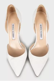 Leather pointed toe stiletto heels