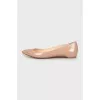 Beige leather ballet flats