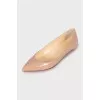 Beige leather ballet flats