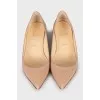 Beige leather ballet flats
