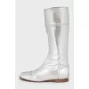 Silver leather boots