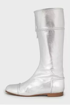Сапоги из серебристой кожи 