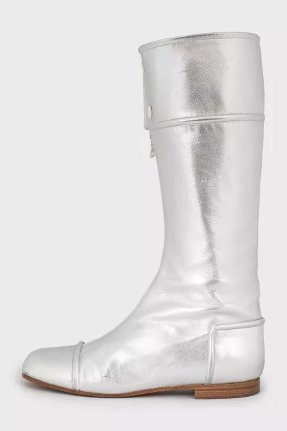 Silver leather boots