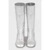 Silver leather boots