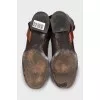 Leather boots with straps