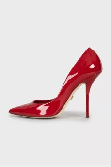 Red leather stiletto heels