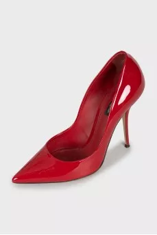 Red leather stiletto heels