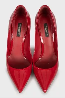 Red leather stiletto heels