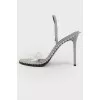 Silver sandals with a transparent insert