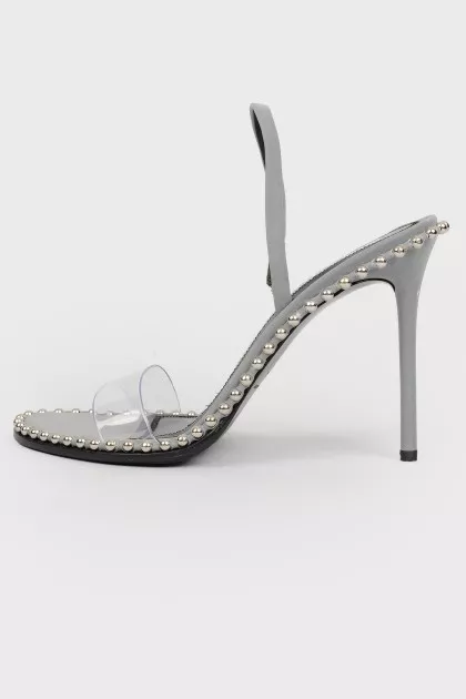Silver sandals with a transparent insert