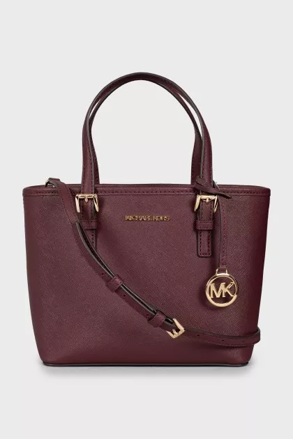 Leather bag with tag keychain