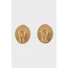 Gold earrings with enamel